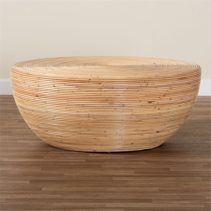 bali & pari Tokyo Laminated Natural Rattan Coffee Table