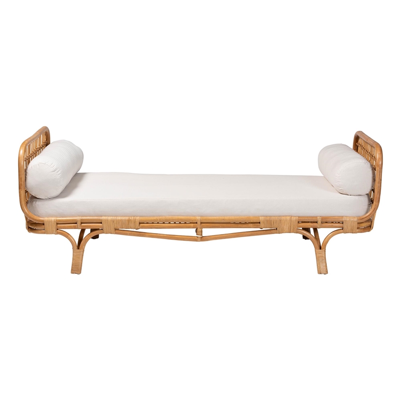 bali & pari Aiko Handwoven Natural Rattan Daybed with Cushion