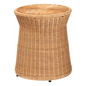bali & pari Caroline Round Rattan End Table Drum Shape Accent Table