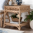 bali & pari Oxford Braided Natural Rattan End Table with Shelf