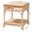 bali & pari Oxford Braided Natural Rattan End Table with Shelf