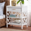 bali & pari Daina Natural Rattan Nightstand with Drawer and Open Shelves