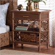 bali & pari Akane Natural Rattan Nightstand with Drawer and Open Shelves
