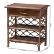 bali & pari Akane Natural Rattan Nightstand with Drawer and Open Shelves