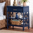 bali & pari Daina Natural Rattan Nightstand with Drawer and Open Shelves