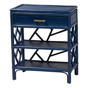 bali & pari Daina Natural Rattan Nightstand with Drawer and Open Shelves