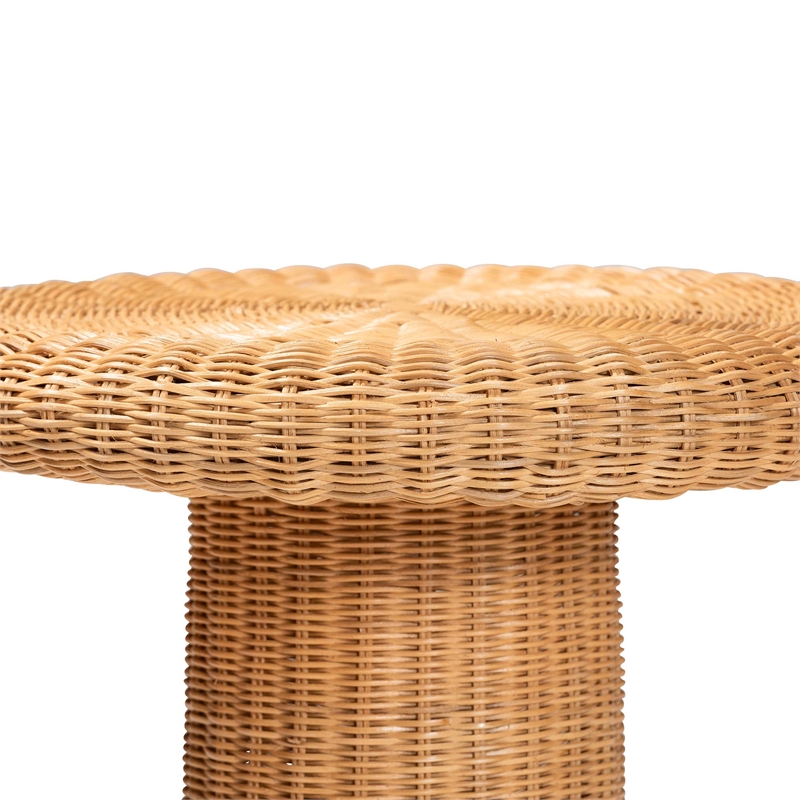 bali & pari Avalon Scallop Natural Rattan Pedestal Side Table