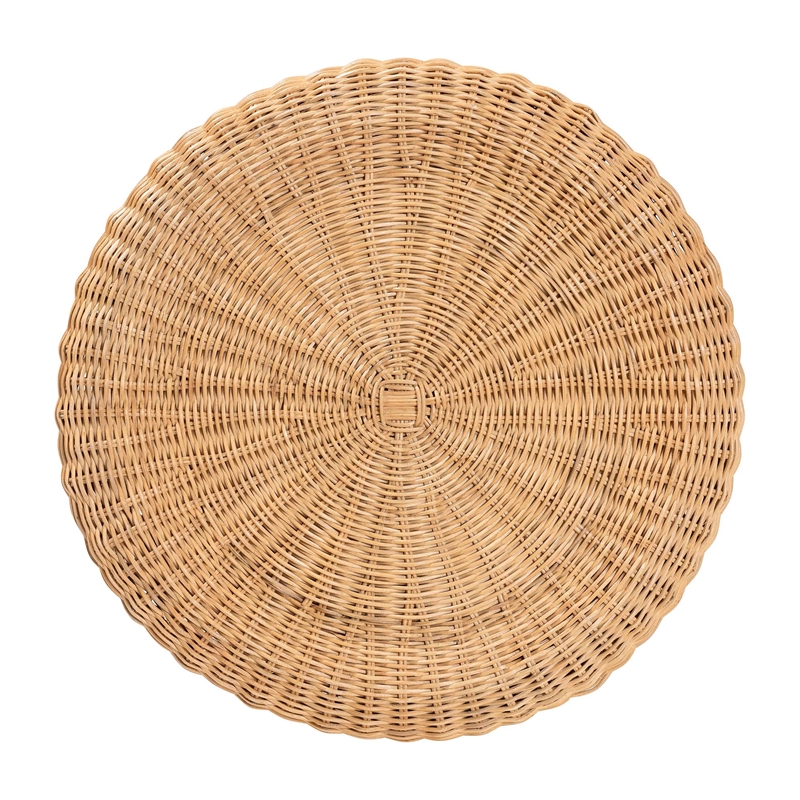bali & pari Avalon Scallop Natural Rattan Pedestal Side Table
