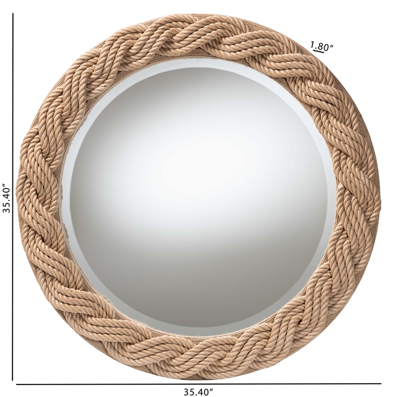 bali & pari Romana Braided Rope Brown Mirror