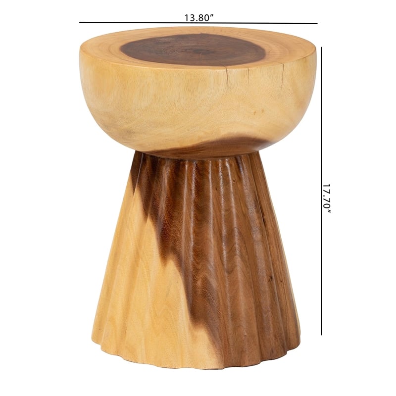 bali & pari Alara Hand-carved Suar Wood Side Table