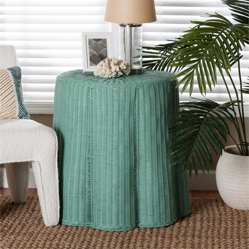 bali & pari Palm Scallop Natural Rattan Console Table