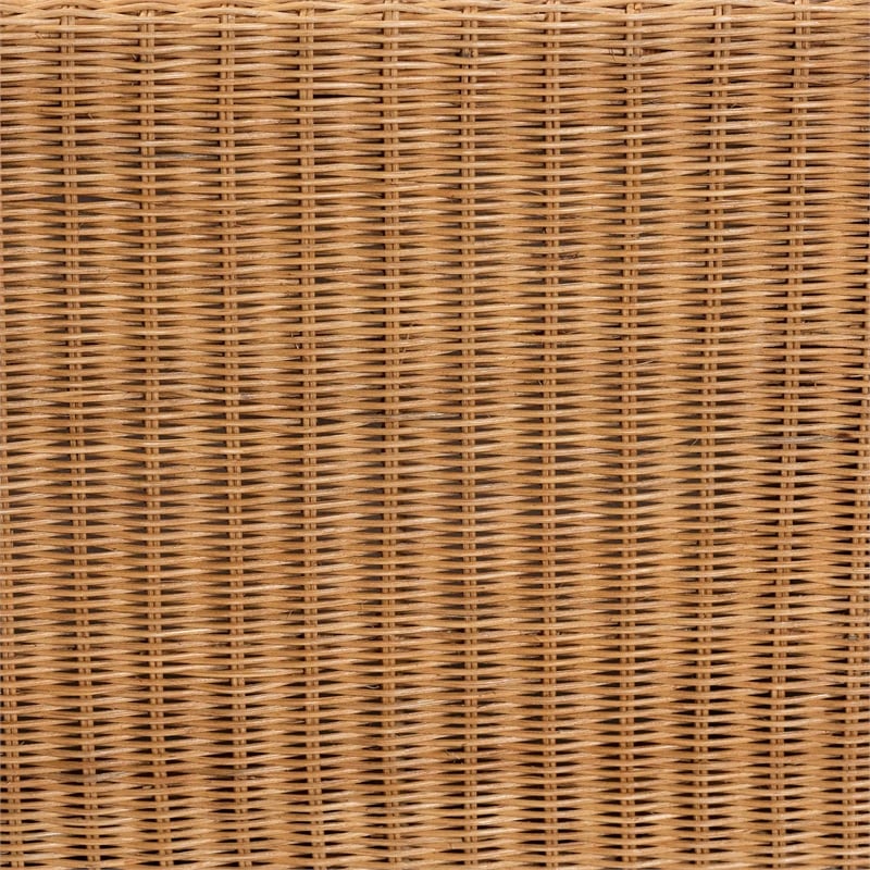 bali & pari Reiko Handwoven Natural Rattan Bench with Scalloped Detailing