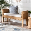 bali & pari Reiko Handwoven Natural Rattan Bench with Scalloped Detailing