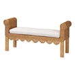 bali & pari Reiko Handwoven Natural Rattan Bench with Scalloped Detailing