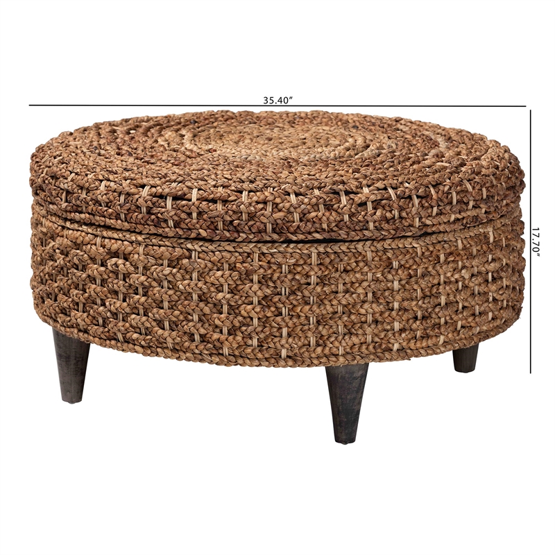 bali & pari Bailey Handwoven Seagrass Storage Ottoman with Lift-Top Lid