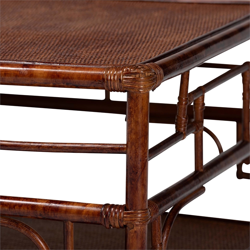 bali & pari Sebalio Tortoise Natural Rattan Coffee Table with Open Shelf
