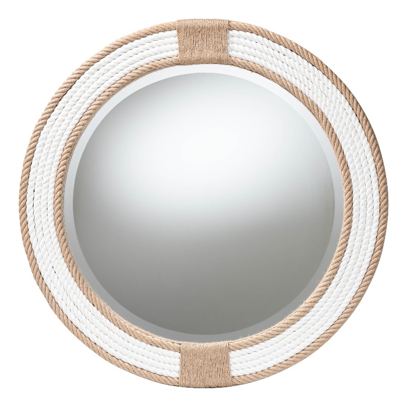 bali & pari Adita Round Woven Rope Brown Mirror Coastal Mirror