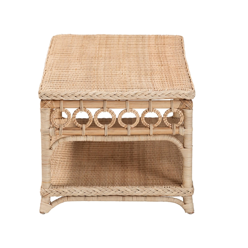 bali & pari Oxford Rattan Coffee Table with Shelf - Living Room Accent Table