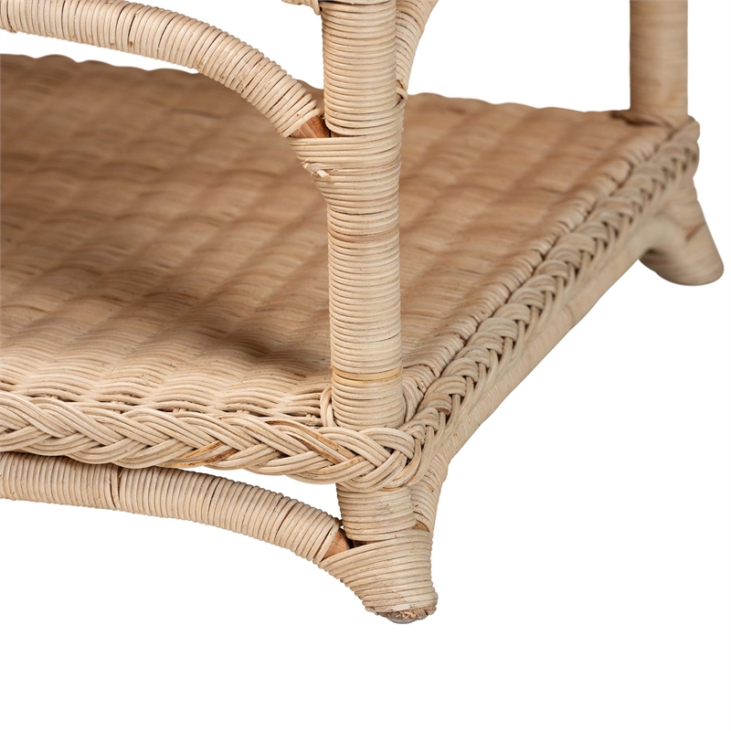 bali & pari Oxford Rattan Coffee Table with Shelf - Living Room Accent Table
