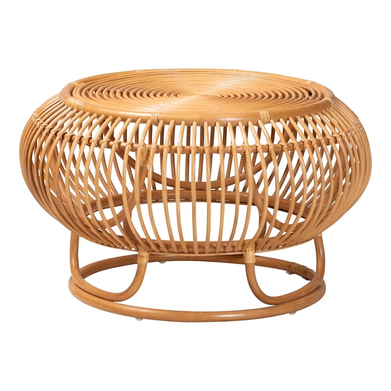 bali & pari Adeola Round Lantern-Shaped Rattan Coffee Table
