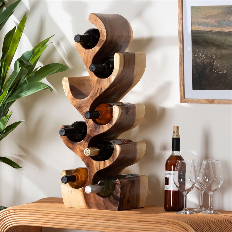 bali & pari Matana Wood Wine Rack with 8 Bottle Capacity Wine Organizer Stand