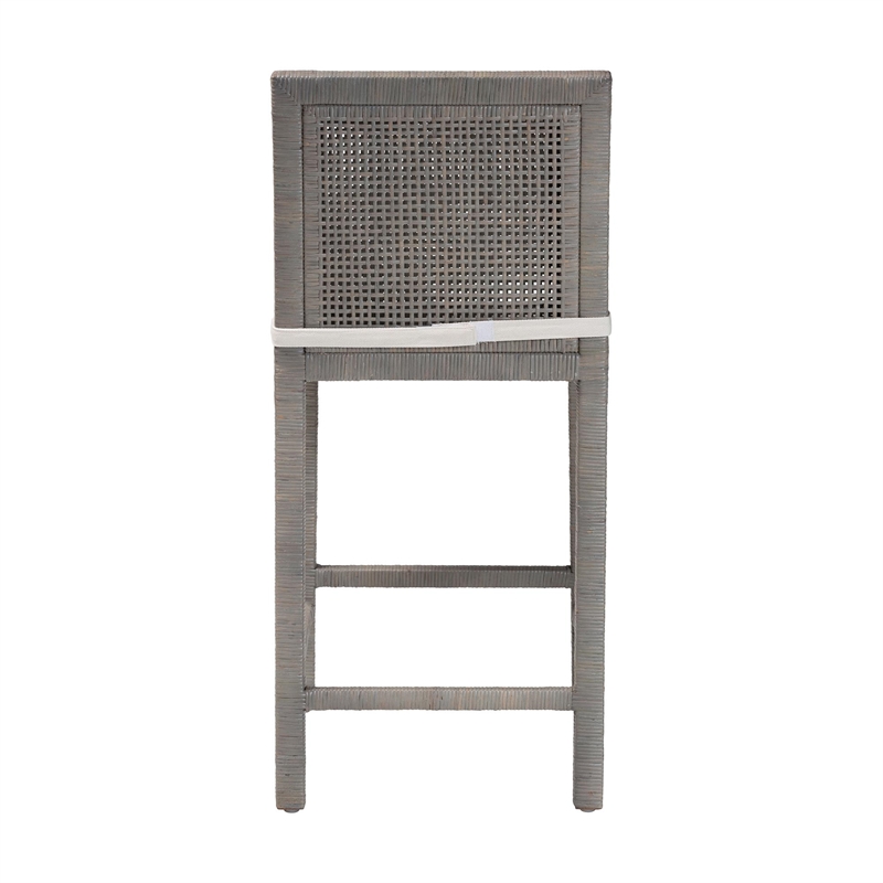 bali & pari Sofia Rattan Counter Stool with Wood Frame Counter Height Grey