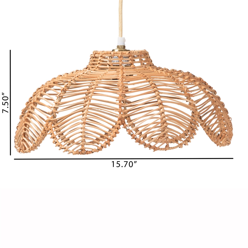 bali & pari Neorah Rattan Pendant Lampshade - Coastal Boho Ceiling Light Cover