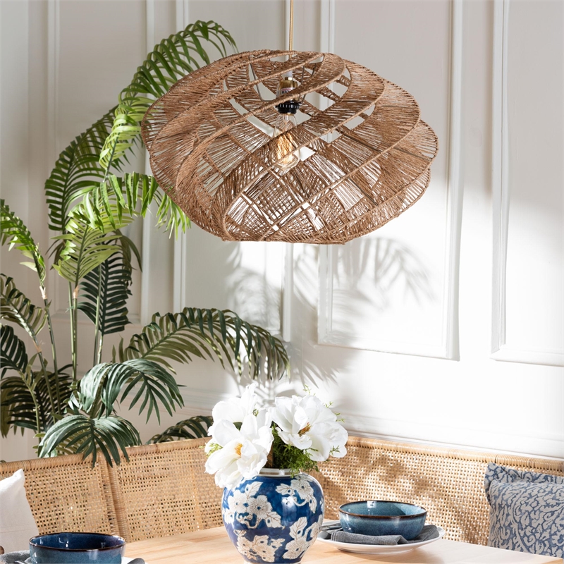 bali & pari Enola Handwoven Jute Pendant Lampshade - Ceiling Light Cover