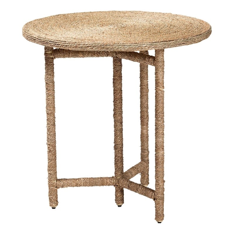 bali & pari Fumito Handwoven Seagrass End Table - Round Boho Side Table