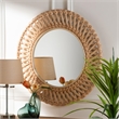 bali & pari Burris Natural Rattan Wall Mirror - Handwoven Wicker Round Frame