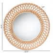bali & pari Burris Natural Rattan Wall Mirror - Handwoven Wicker Round Frame