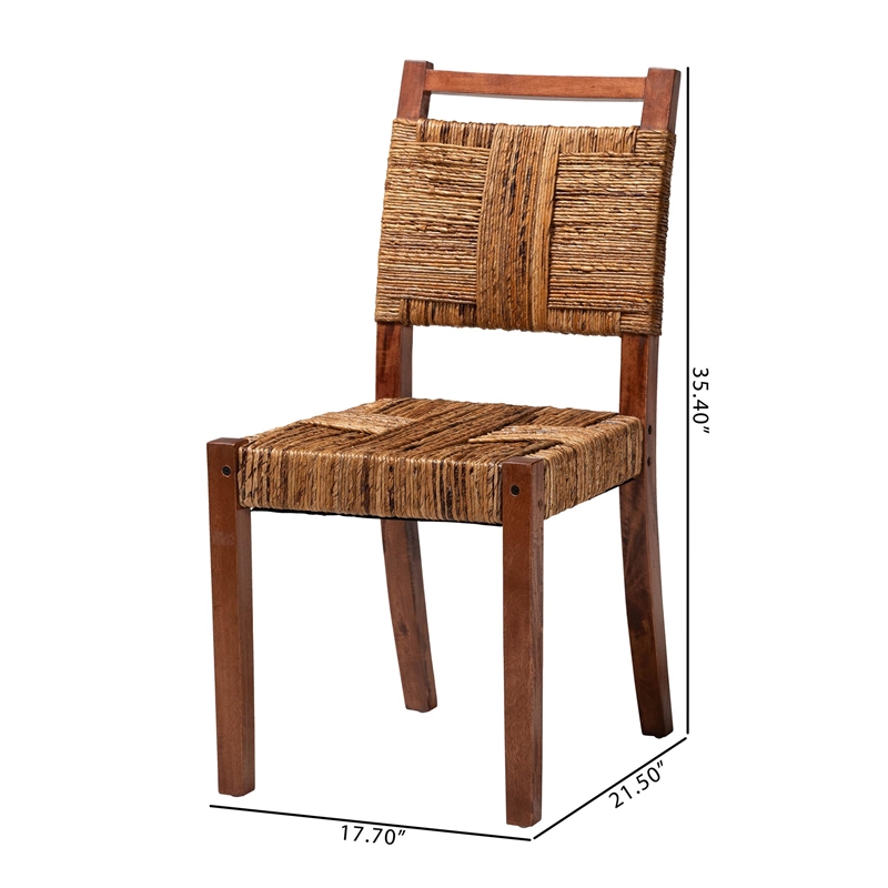 bali & pari Chabela Handwoven Seagrass Dining Chair Set of 2- Mango Wood Frame