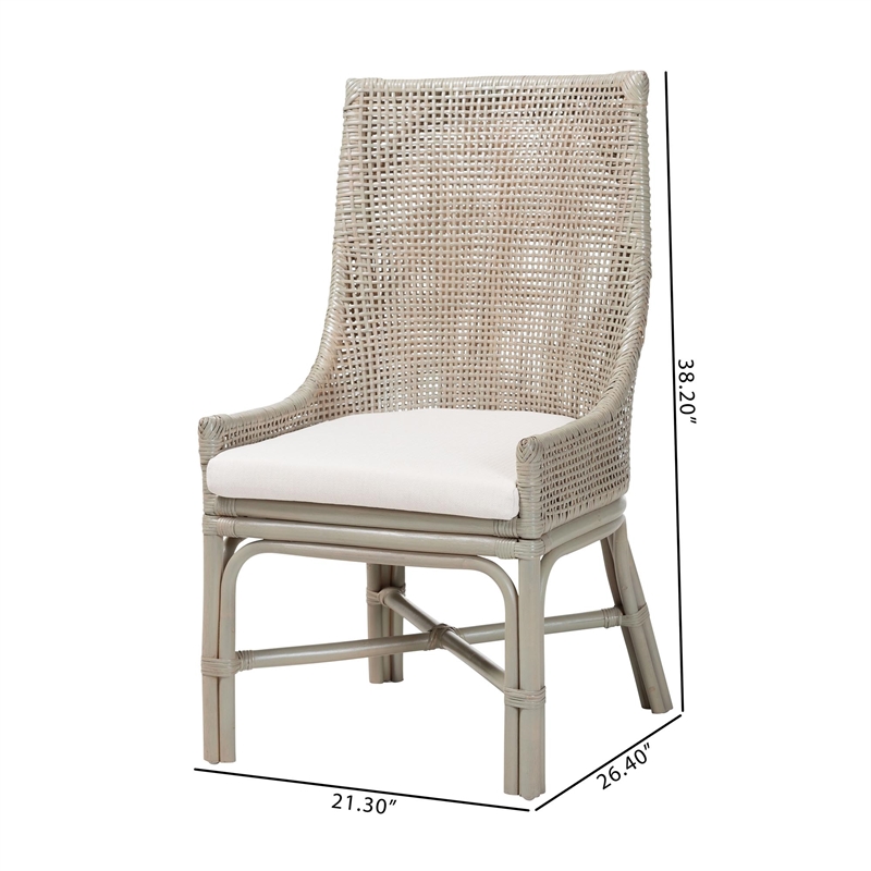 bali & pari Bella Rattan Dining Chair with Cushion - Grey
