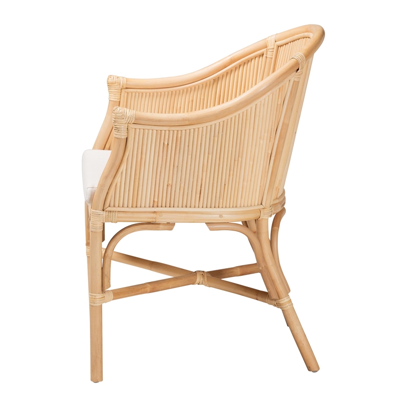 bali & pari Hollis Natural Rattan Barrel Chair with Cushion