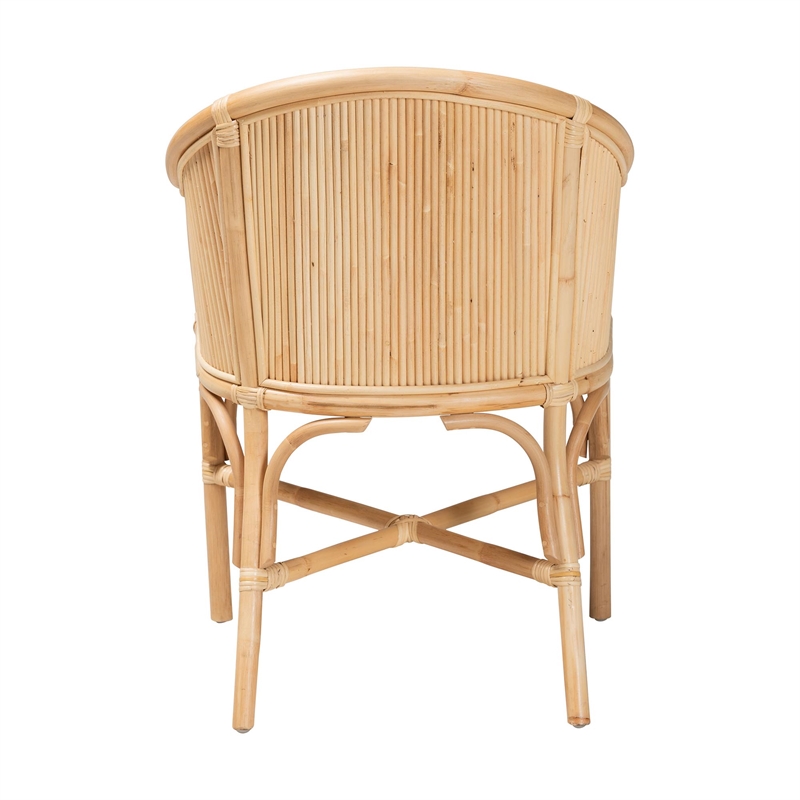 bali & pari Hollis Natural Rattan Barrel Chair with Cushion