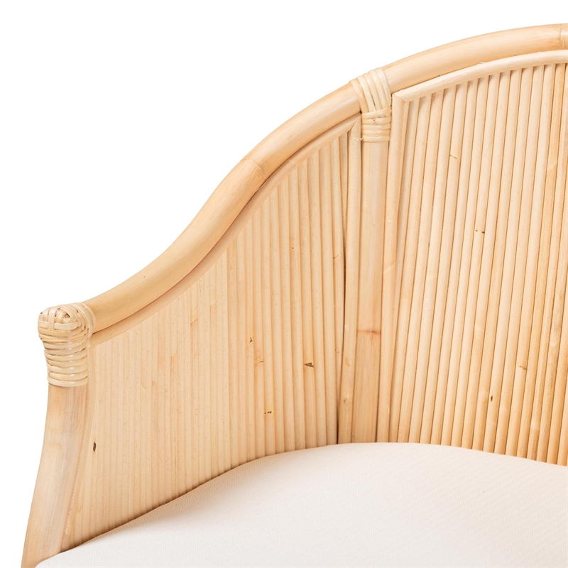 bali & pari Hollis Natural Rattan Barrel Chair with Cushion