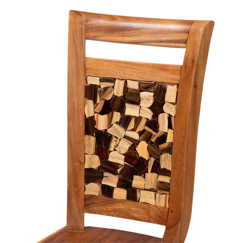 bali & pari Luan Suar Wood Dining Chair - Handcrafted Solid Wood Seat
