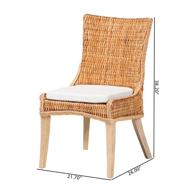 bali & pari Derris Natural Rattan Dining Chair with Cushion