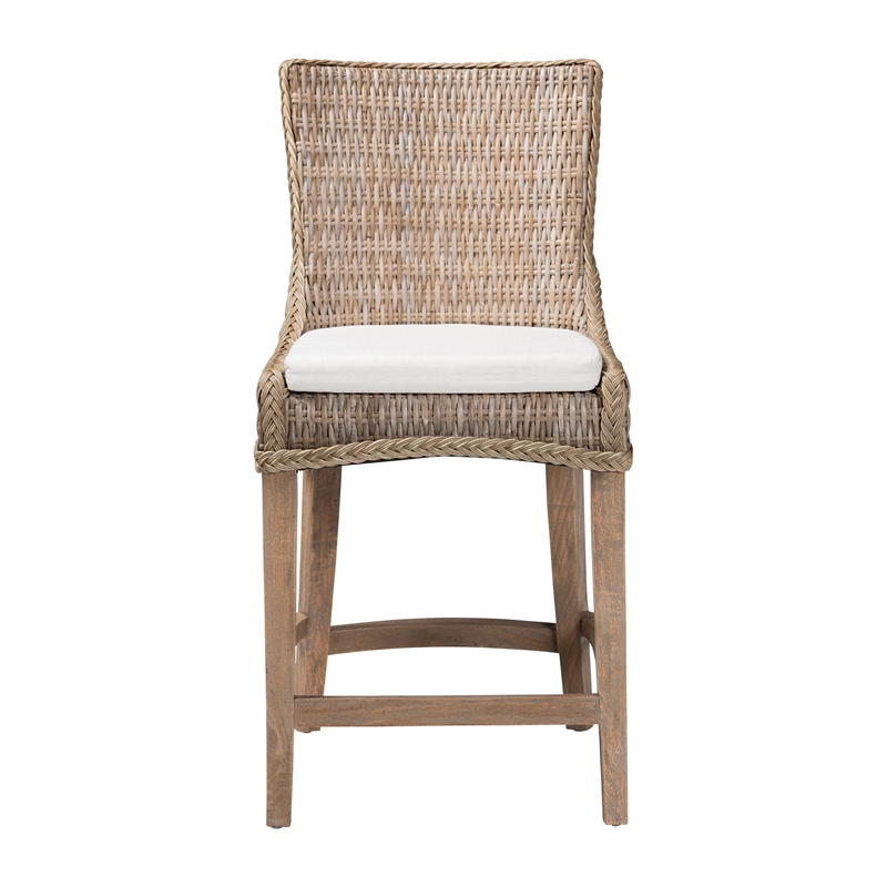 bali & pari Derris Natural Rattan Counter Stool with Cushion