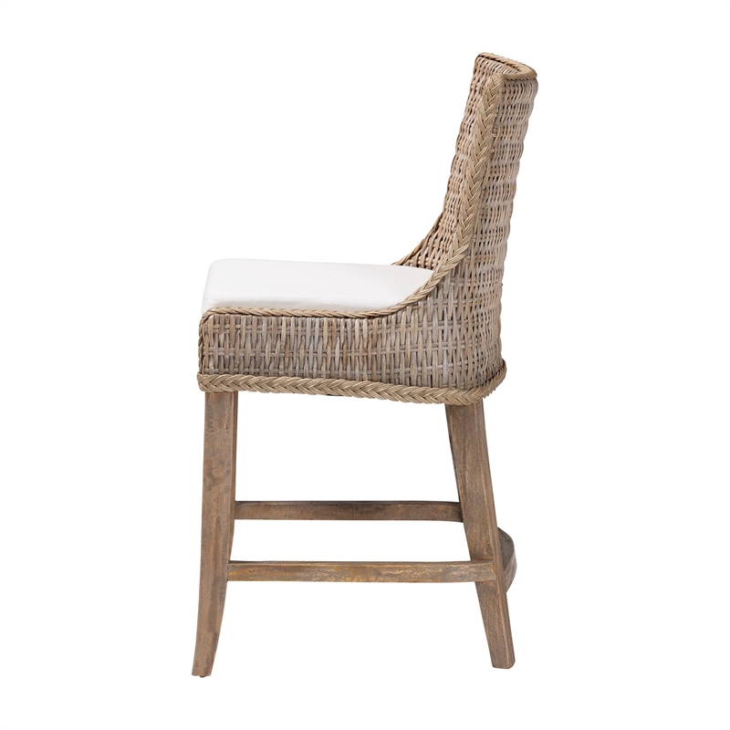 bali & pari Derris Natural Rattan Counter Stool with Cushion