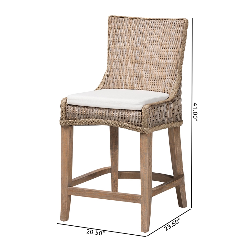 bali & pari Derris Natural Rattan Counter Stool with Cushion