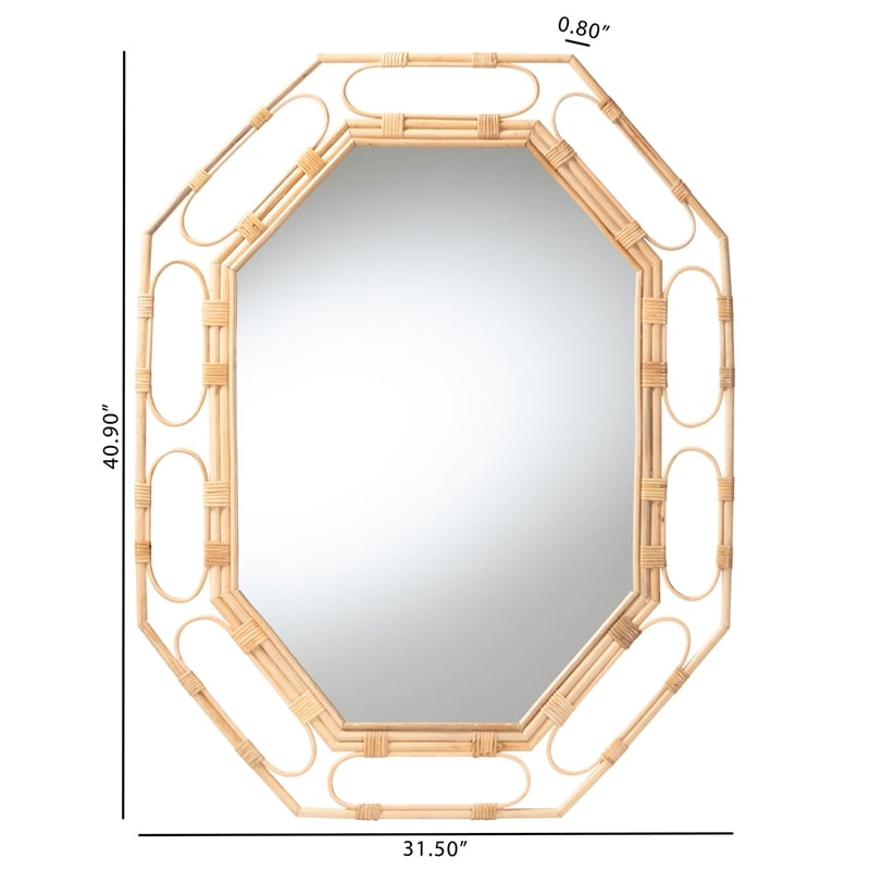 bali & pari Remedy Octagonal Natural Rattan Wall Mirror