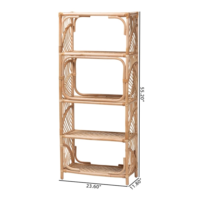 bali & pari Baara Natural Rattan 4-Tier Display Shelf