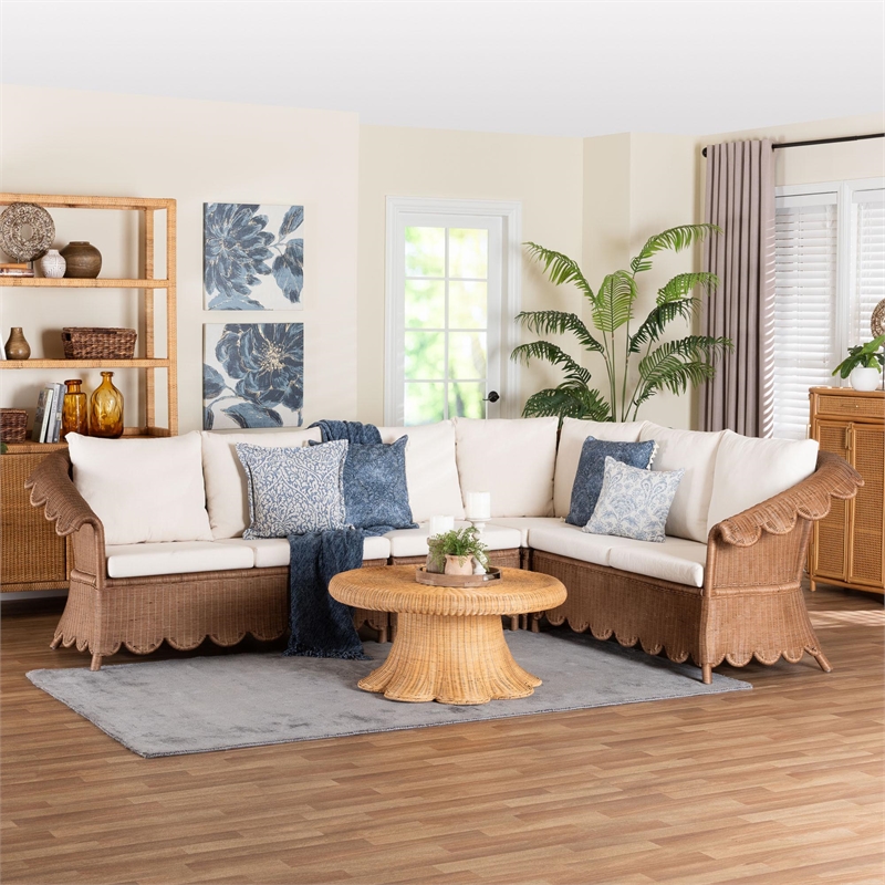 bali & pari Detta Natural Rattan 4-Piece Sectional Set