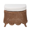 bali & pari Detta Rattan Footstool with Cushion - Handwoven Wicker Ottoman