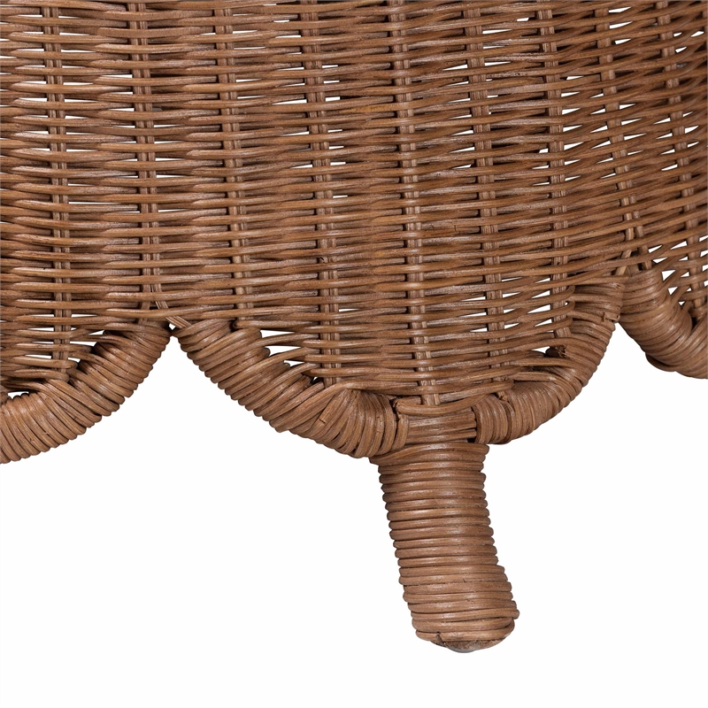 bali & pari Detta Rattan Footstool with Cushion - Handwoven Wicker Ottoman