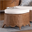 bali & pari Detta Rattan Footstool with Cushion - Handwoven Wicker Ottoman