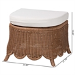 bali & pari Detta Rattan Footstool with Cushion - Handwoven Wicker Ottoman