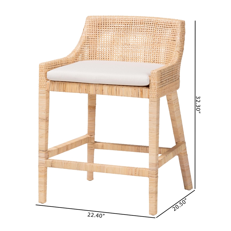 bali & pari Beata Rattan Counter Stool - Handcrafted Wingback Counter Chair