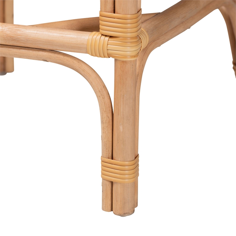 bali & pari Elma Rattan Counter Stool with Cushion - Barrel-Back Counter Chair